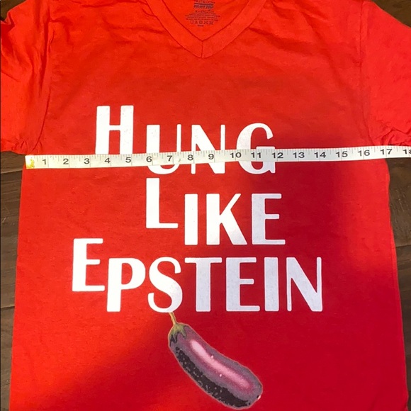 Hung like Epstein Eggplant V-Neck Shirt S Small - Picture 3 of 6